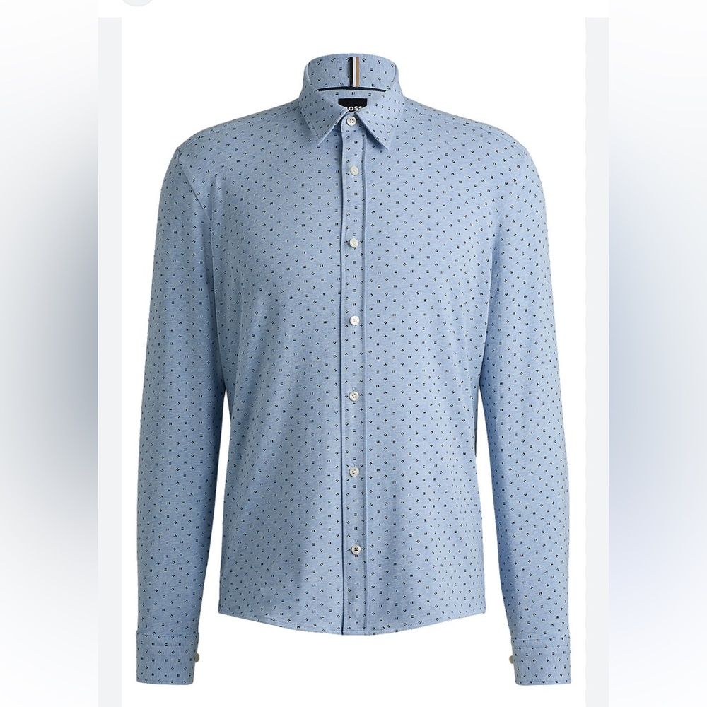 BOSS SLIM-FIT SHIRT IN PRINTED STRETCH-COTTON JERSEY in XL